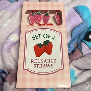 Set of 4 Strawberry Reusable Straws